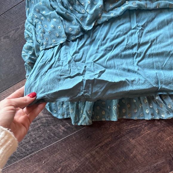 🌿 Anthropologie Robins Egg Blue Swiss Dot Ruffle Hem Dress 🌿 medium - Picture 3 of 5